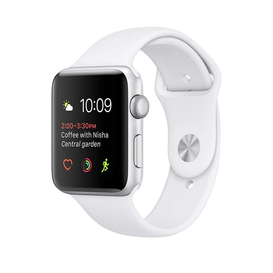 Renewed Apple Watch Series 2, 42mm Silver Aluminum Case with White Sport Band