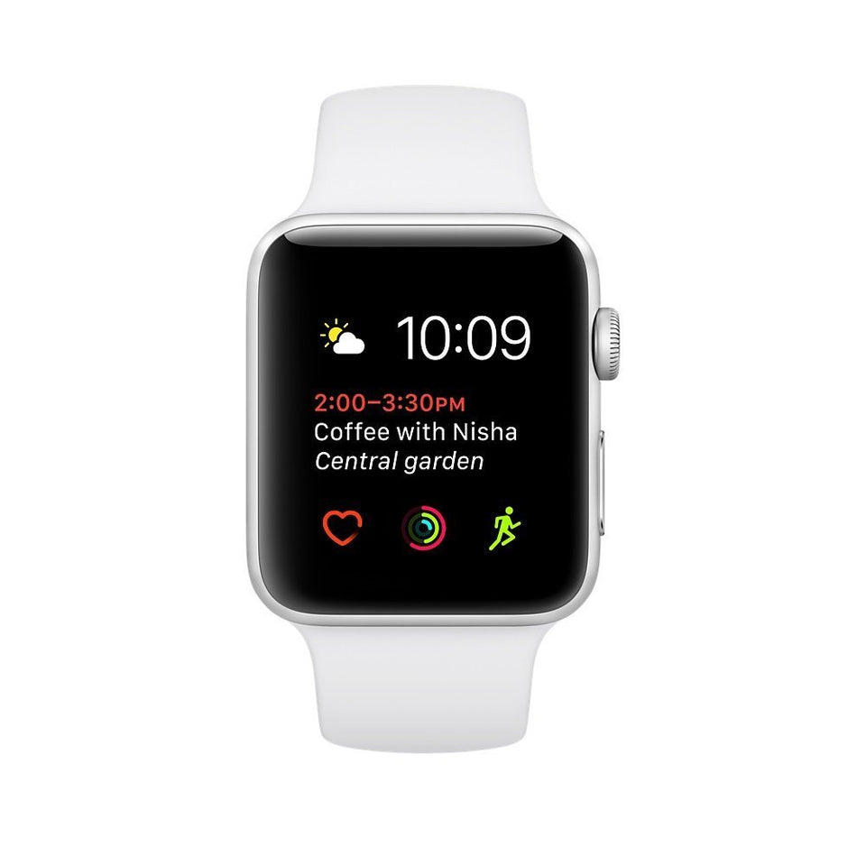 Renewed Apple Watch Series 2, 42mm Silver Aluminum Case with White Sport Band