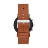 Skagen Connected Falster 2 Stainless Steel and Leather Touchscreen Smartwatch with Heart Rate, GPS, NFC, and Smartphone Notifications