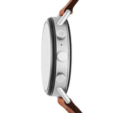 Skagen Connected Falster 2 Stainless Steel and Leather Touchscreen Smartwatch with Heart Rate, GPS, NFC, and Smartphone Notifications