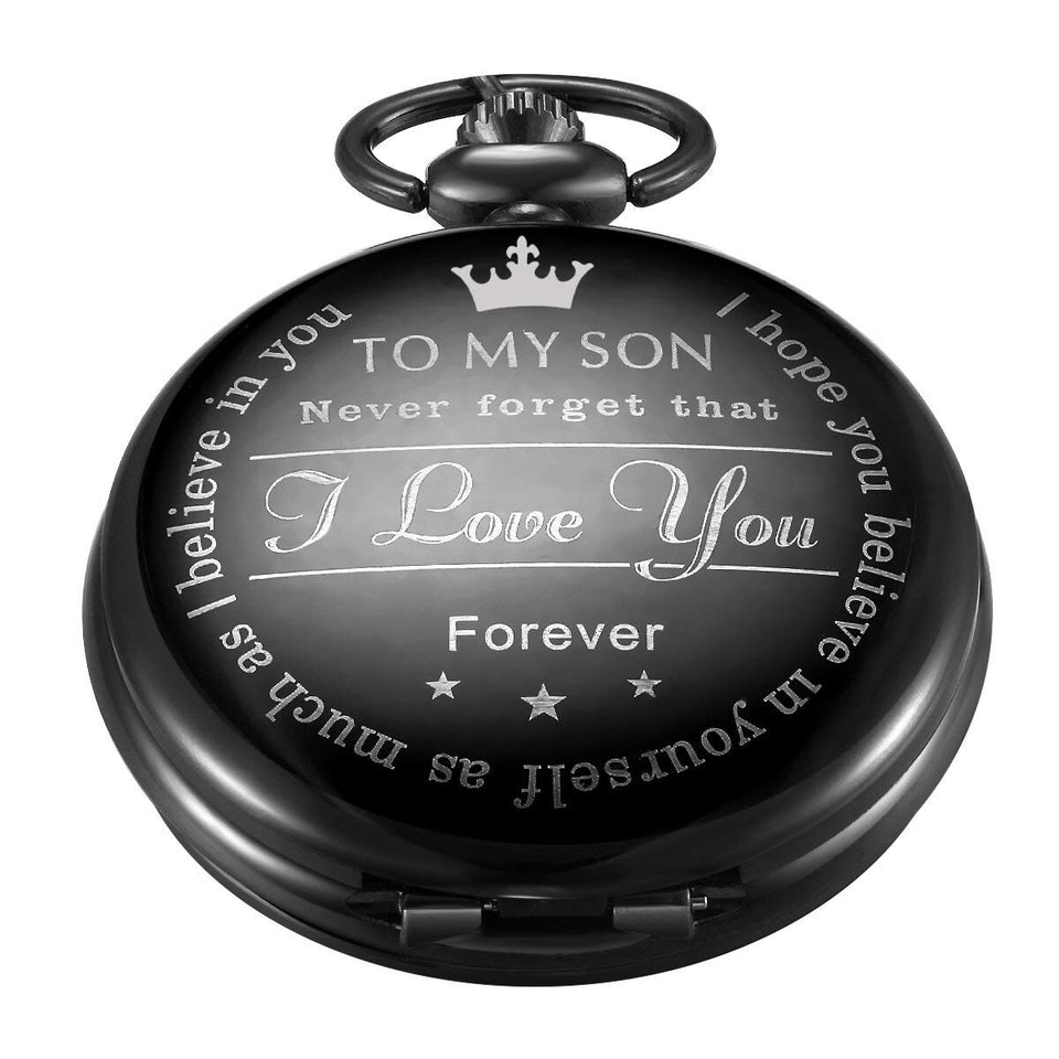 LYMFHCH Black Pocket Watch Personalized Pattern Steampunk Retro Vintage Quartz Roman Numerals Pocket Watch