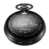 LYMFHCH Black Pocket Watch Personalized Pattern Steampunk Retro Vintage Quartz Roman Numerals Pocket Watch