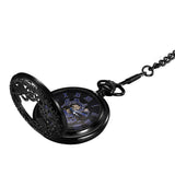 LYMFHCH Steampunk Blue Hands Scale Mechanical Skeleton Pocket Watch with Chain As Xmas Fathers Day Gift