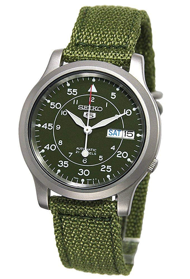 Seiko Men's SNK805 Seiko 5 Automatic Stainless Steel Watch with Green Canvas