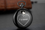 LYMFHCH Black Pocket Watch Personalized Pattern Steampunk Retro Vintage Quartz Roman Numerals Pocket Watch