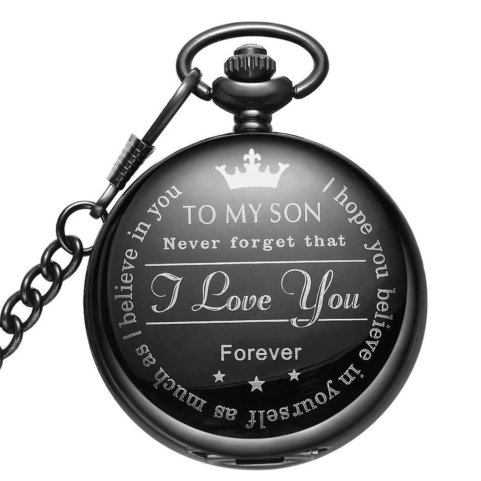 LYMFHCH Black Pocket Watch Personalized Pattern Steampunk Retro Vintage Quartz Roman Numerals Pocket Watch