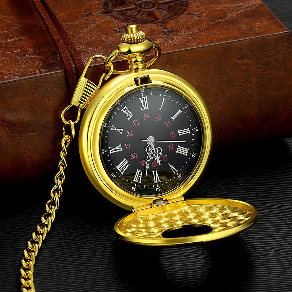 LYMFHCH Vintage Roman Numerals Quartz Pocket Watch, Men Womens Watch with Chain As Xmas Fathers Day Gift