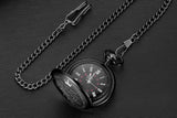 LYMFHCH Black Pocket Watch Personalized Pattern Steampunk Retro Vintage Quartz Roman Numerals Pocket Watch