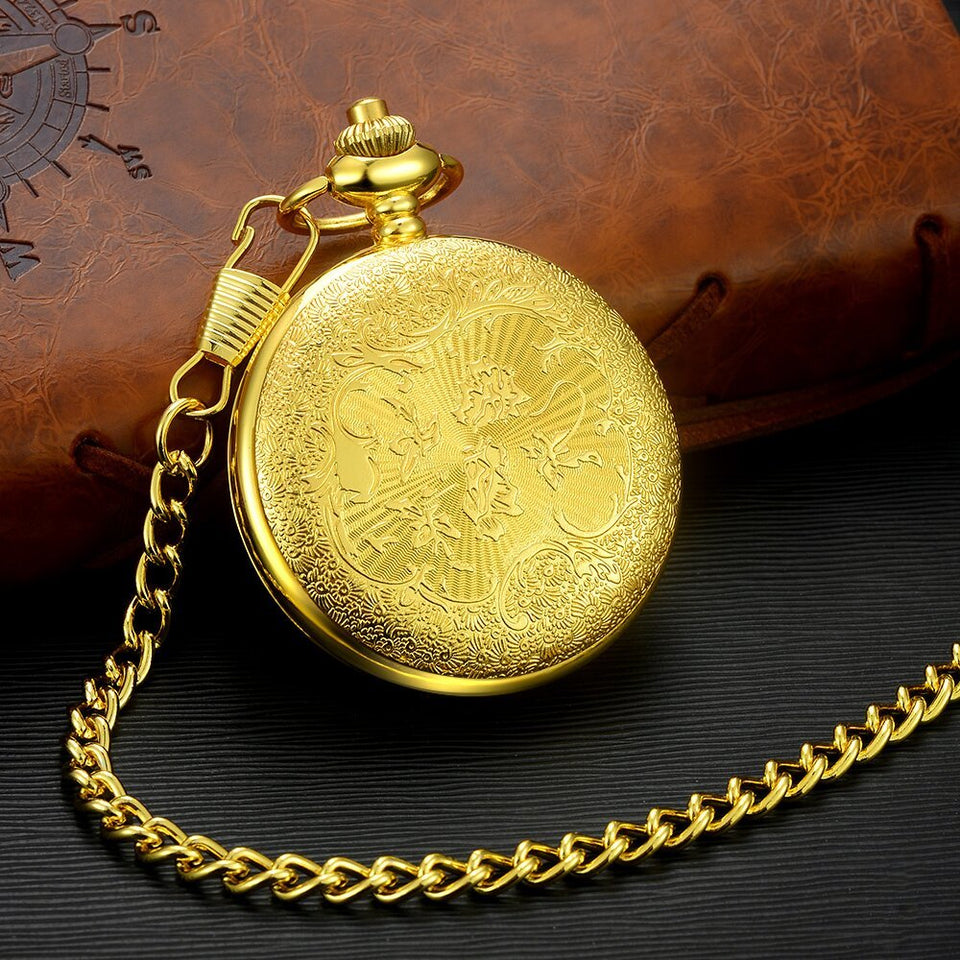 LYMFHCH Vintage Roman Numerals Quartz Pocket Watch, Men Womens Watch with Chain As Xmas Fathers Day Gift