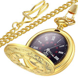 LYMFHCH Vintage Roman Numerals Quartz Pocket Watch, Men Womens Watch with Chain As Xmas Fathers Day Gift
