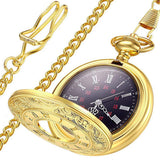 LYMFHCH Vintage Roman Numerals Quartz Pocket Watch, Men Womens Watch with Chain As Xmas Fathers Day Gift