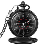 LYMFHCH Black Pocket Watch Personalized Pattern Steampunk Retro Vintage Quartz Roman Numerals Pocket Watch