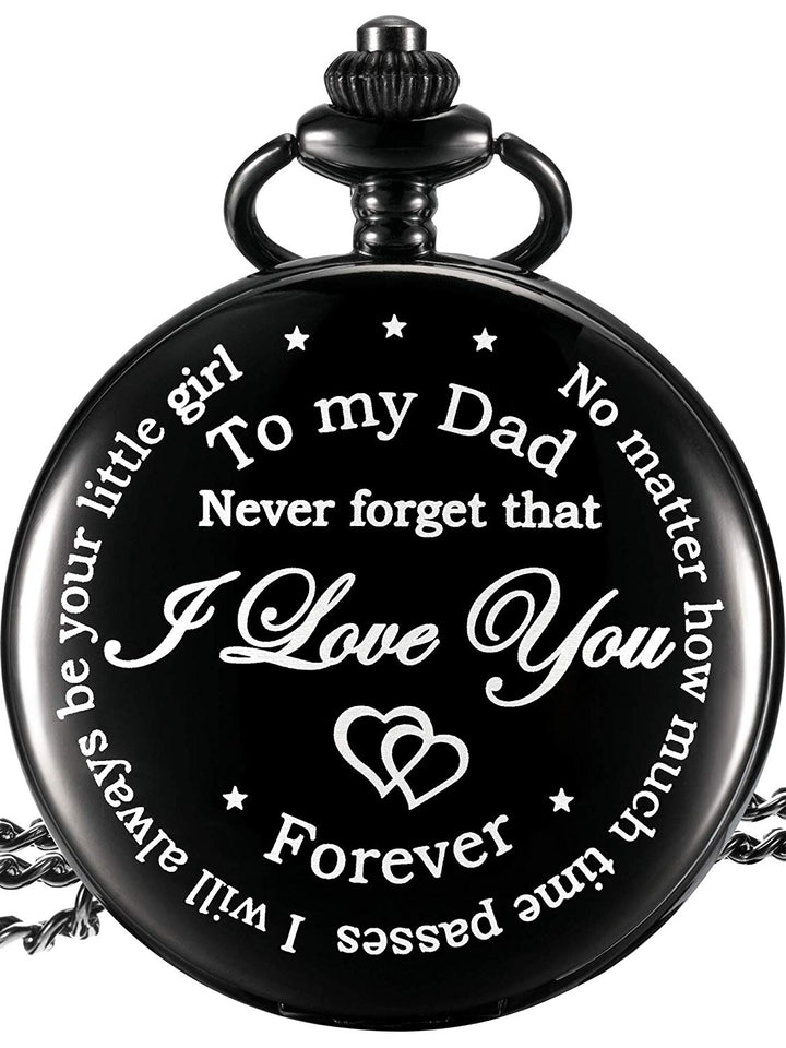 Dad Gift from Daughter to Father Engraved Pocket Watch - No Matter How Much Time Passes, I Will Always Be Your Little Girl (Black)