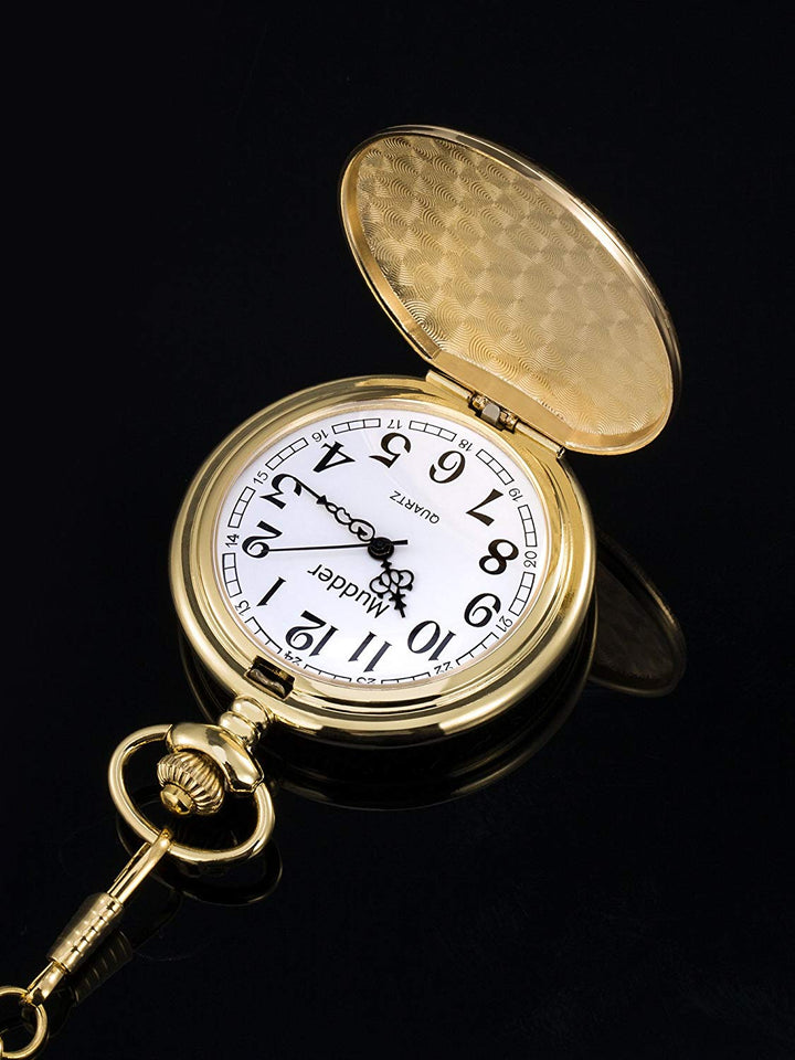 Mudder Vintage Stainless Steel Quartz Pocket Watch Chain