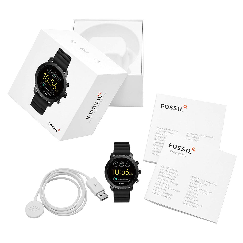 Fossil Q Men's Gen 3 Explorist Stainless Steel and Silicone Smartwatch, Color: Black (Model: FTW4005)