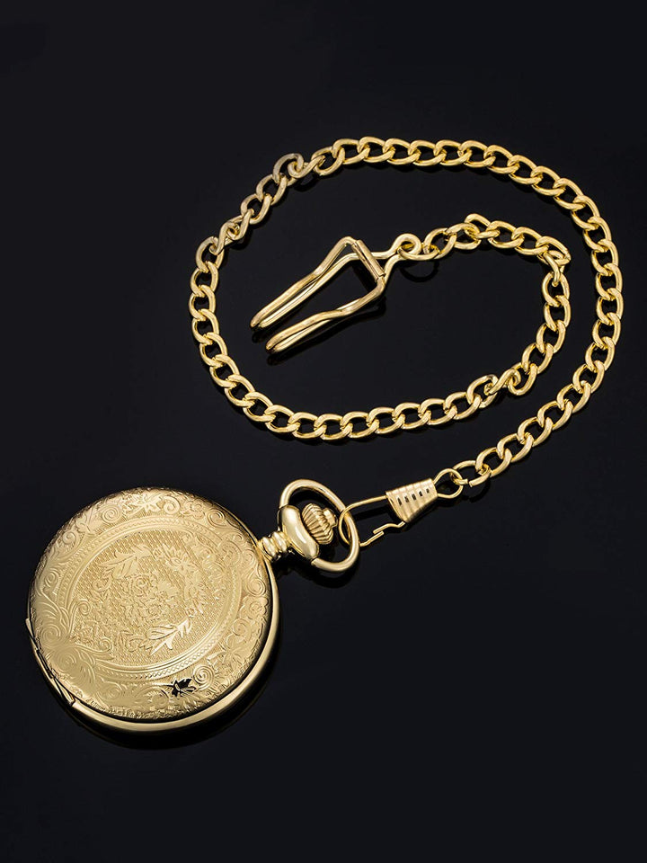 Mudder Vintage Stainless Steel Quartz Pocket Watch Chain