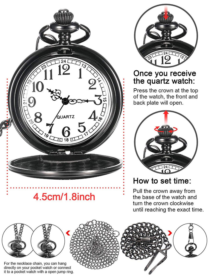 Dad Gift from Daughter to Father Engraved Pocket Watch - No Matter How Much Time Passes, I Will Always Be Your Little Girl (Black)