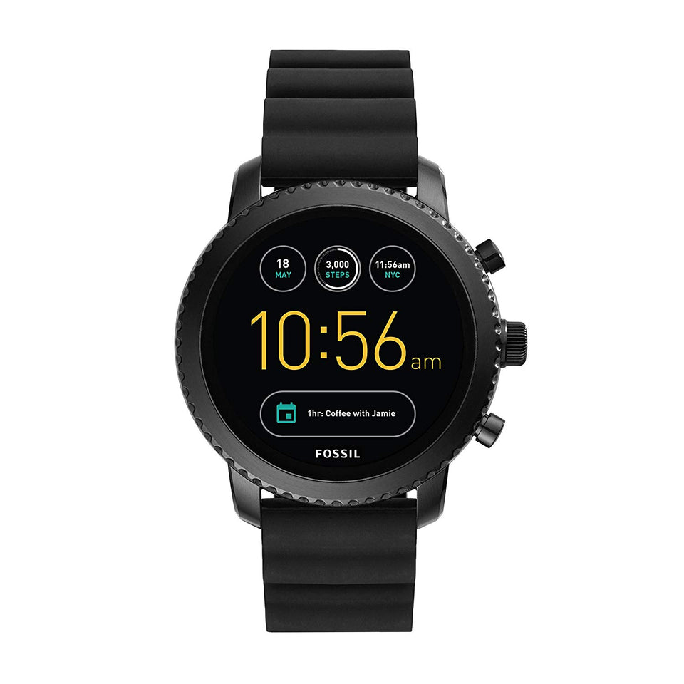 Fossil Q Men's Gen 3 Explorist Stainless Steel and Silicone Smartwatch, Color: Black (Model: FTW4005)