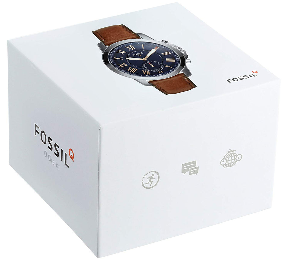 Fossil Men's Grant Stainless Steel and Leather Hybrid Smartwatch