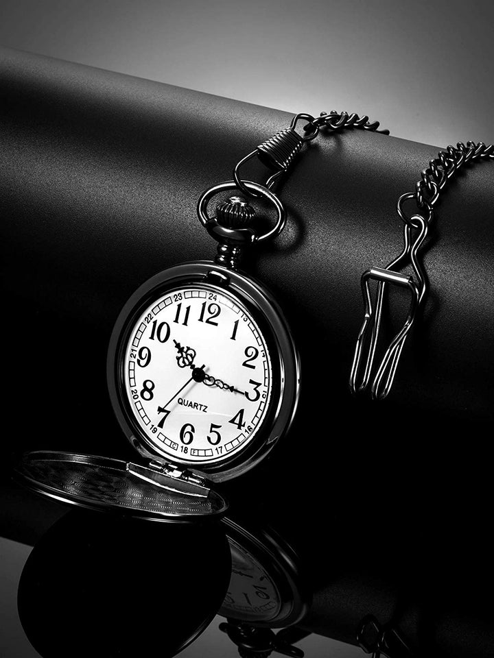 Dad Gift from Daughter to Father Engraved Pocket Watch - No Matter How Much Time Passes, I Will Always Be Your Little Girl (Black)