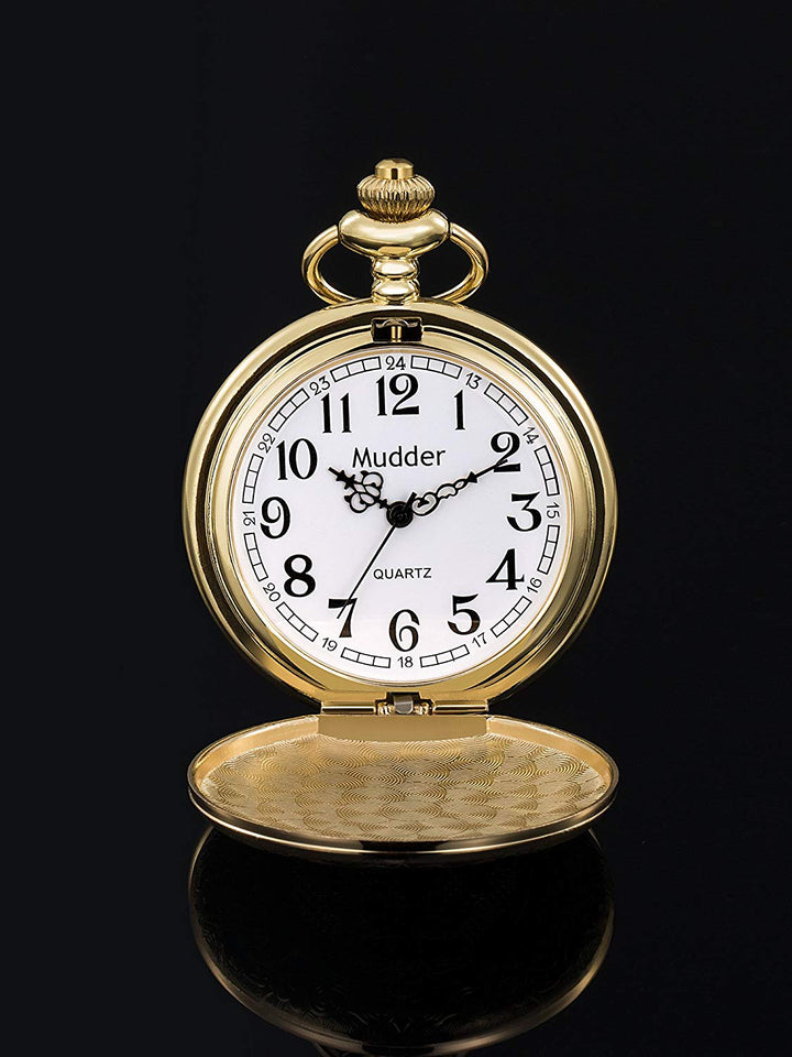 Mudder Vintage Stainless Steel Quartz Pocket Watch Chain