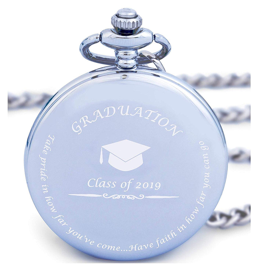 Graduation Gifts for Him - Pocket Watch - Engraved ‘Class of 2019’ – Perfect College / High School Graduation Gift or Present for Son | Him in 2019