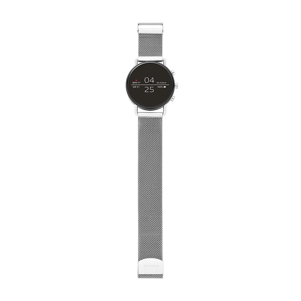 Skagen Connected Falster 2 Stainless Steel Magnetic Mesh Touchscreen Smartwatch with Heart Rate, GPS, NFC, and Smartphone Notifications
