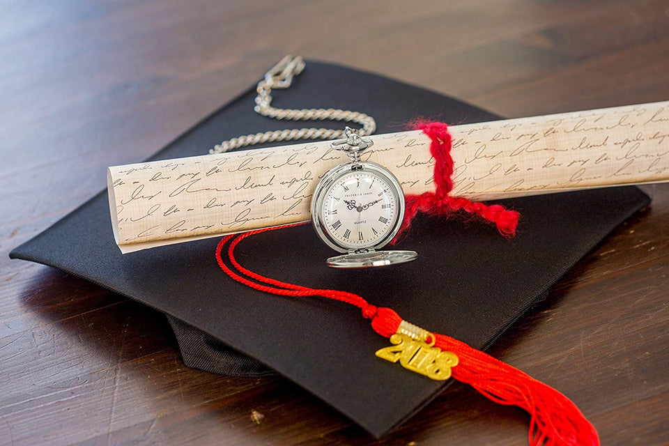 Graduation Gifts for Him - Pocket Watch - Engraved ‘Class of 2019’ – Perfect College / High School Graduation Gift or Present for Son | Him in 2019