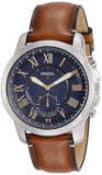 Fossil Men's Grant Stainless Steel and Leather Hybrid Smartwatch